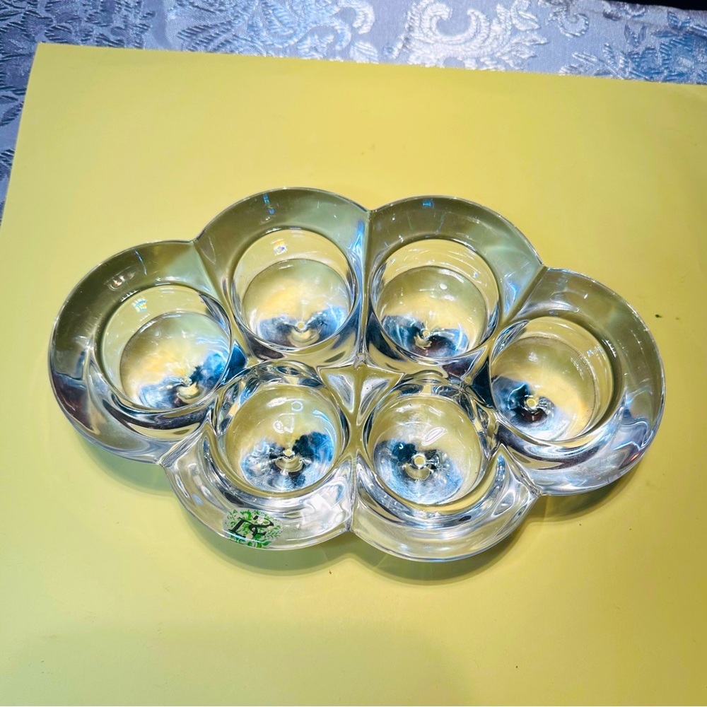 Vintage Diamond Star Glass 6 Part Inverted Cone Tealight, Votive Holder